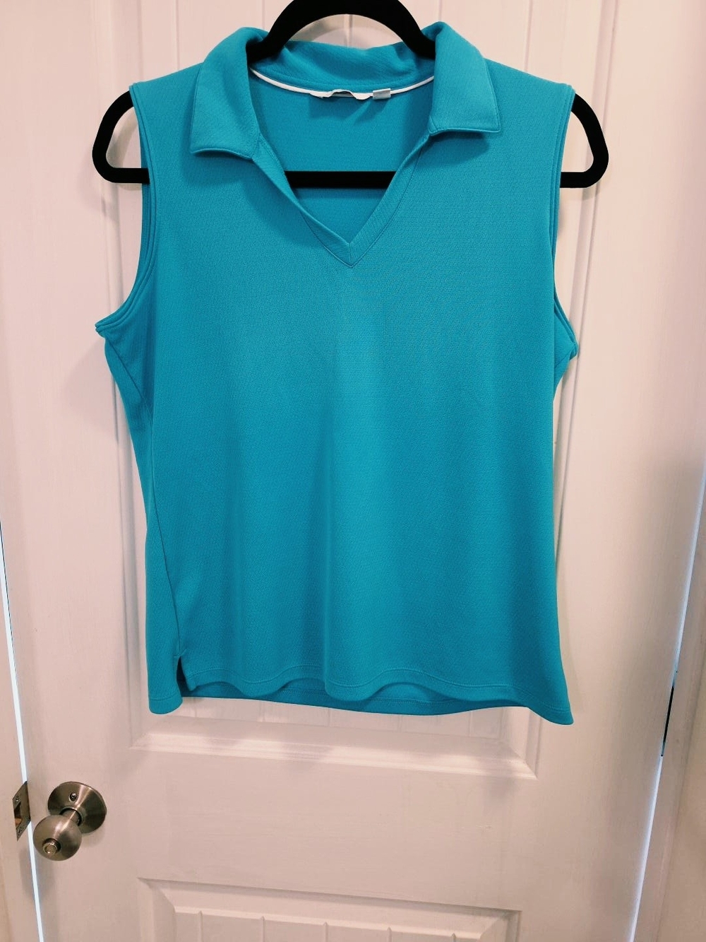 Lady Hagen Teal Sleeveless V-Neck Golf Polo Women's Large
